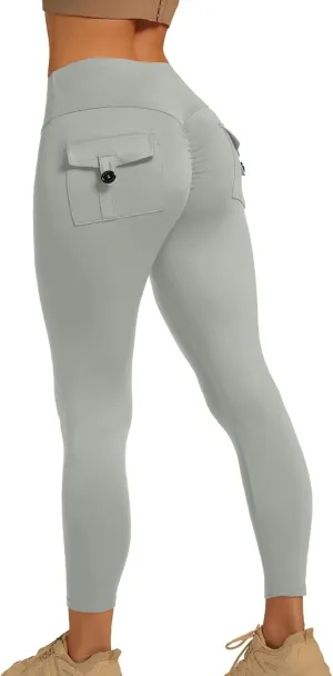 YOAKUKA Leggings with Pockets for Women Charm Tummy Control High Waist Leggings Compression Workout Gym Yoga Pants