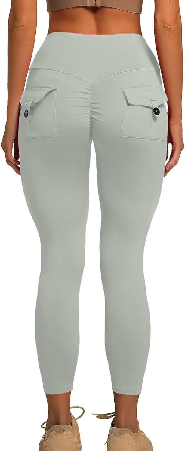 YOAKUKA Leggings with Pockets for Women Charm Tummy Control High Waist Leggings Compression Workout Gym Yoga Pants