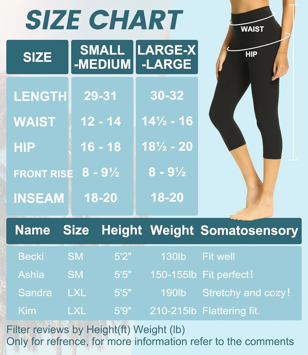 YOLIX 7 Pack Capri Leggings for Women, High Waisted Black Tummy Control Workout Yoga Pants