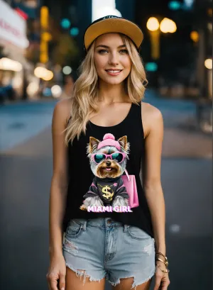 Yorkie Miami Girl Art Exclusive Tank Top | Grooveman Music